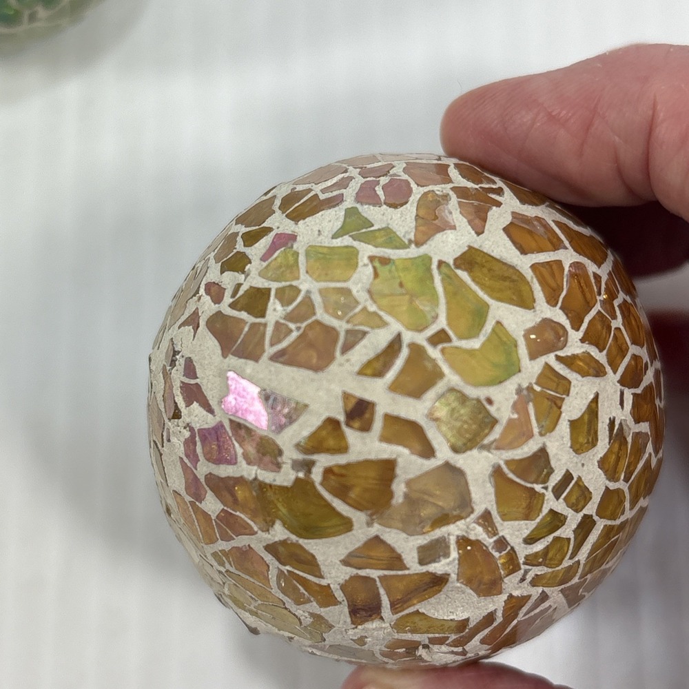 Multi Colored Mosaic Crackle Glass Egg Iridescent Ocean Spring Beach Pastel - Picture 14 of 14